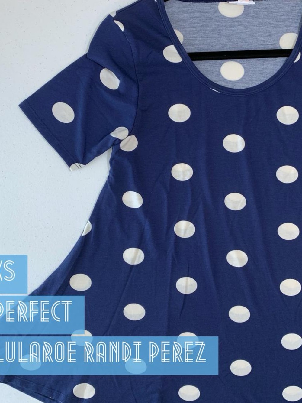 LuLaRoe Navy and White Polka Dot Short Sleeve Top